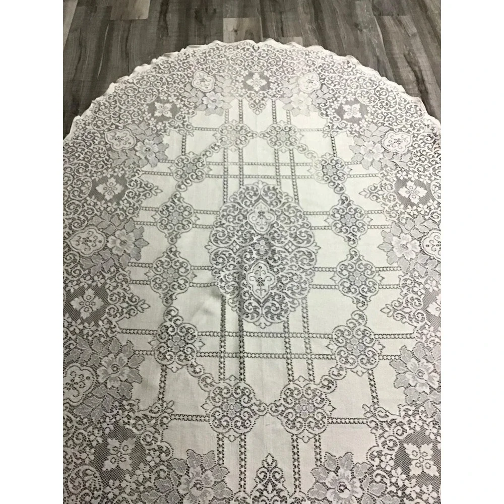 VTG Oval Lace Tablecloth 86